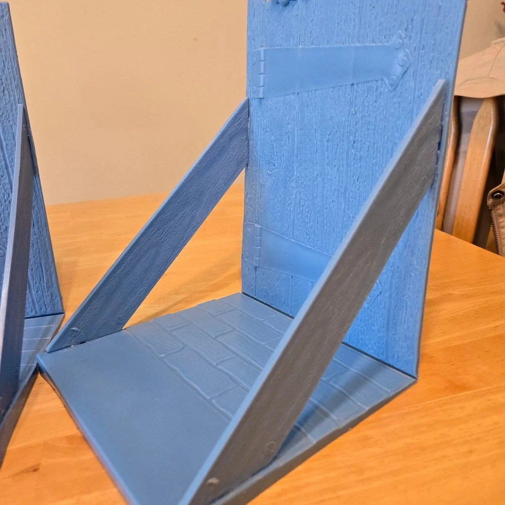 Vintage Disney Mickey Mouse Plastic Bookends Periwinkle Blue Fence Set of 2